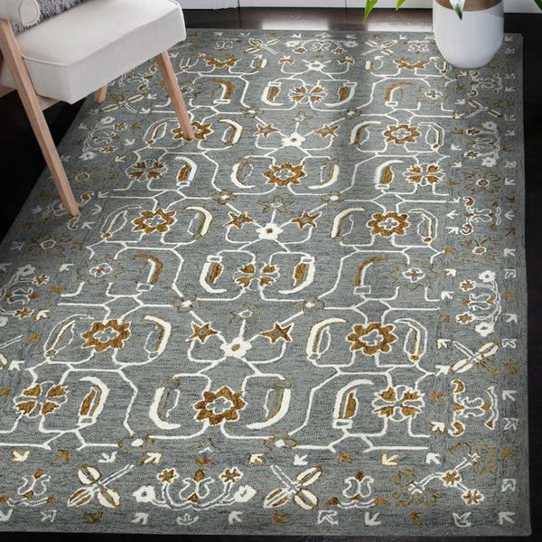 HomeRoots 5' Hand Woven Wool Area Rug with Stripes in Beige, Gray, and Orange - Rustic Charm for Any Space 8' X 10' 570409