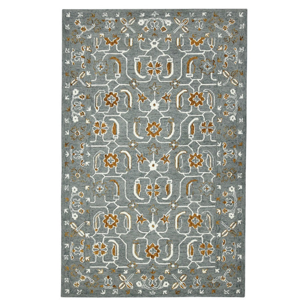 HomeRoots 5' Hand Woven Wool Area Rug with Stripes in Beige, Gray, and Orange - Rustic Charm for Any Space 8' X 10' 570409