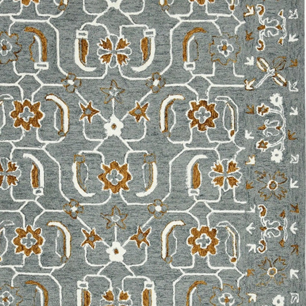 HomeRoots 5' Hand Woven Wool Area Rug with Stripes in Beige, Gray, and Orange - Rustic Charm for Any Space 8' X 10' 570409