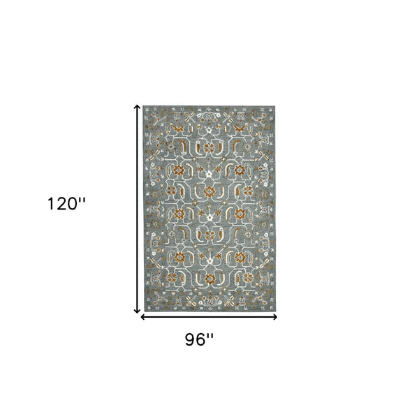 HomeRoots 5' Hand Woven Wool Area Rug with Stripes in Beige, Gray, and Orange - Rustic Charm for Any Space 8' X 10' 570409