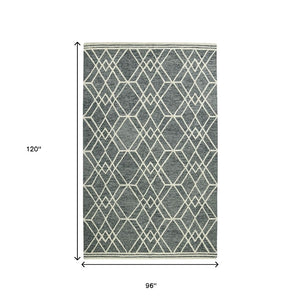 HomeRoots 5' Hand Woven Wool Area Rug with Stripes in Beige, Gray, and Orange - Rustic Charm for Any Space 8' X 10' 570425