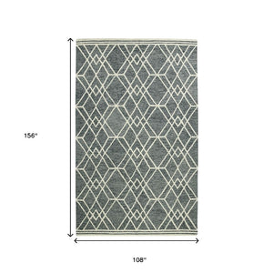HomeRoots 5' Hand Woven Wool Area Rug with Stripes in Beige, Gray, and Orange - Rustic Charm for Any Space 9' X 13' 570426