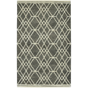 HomeRoots 5' Hand Woven Wool Area Rug with Stripes in Beige, Gray, and Orange - Rustic Charm for Any Space 5' X 8' 570428