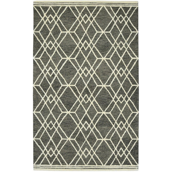 HomeRoots 5' Hand Woven Wool Area Rug with Stripes in Beige, Gray, and Orange - Rustic Charm for Any Space 5' X 8' 570428