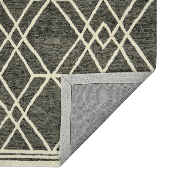 HomeRoots 5' Hand Woven Wool Area Rug with Stripes in Beige, Gray, and Orange - Rustic Charm for Any Space 5' X 8' 570428