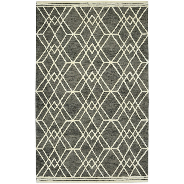 HomeRoots 5' Hand Woven Wool Area Rug with Stripes in Beige, Gray, and Orange - Rustic Charm for Any Space 5' X 8' 570428
