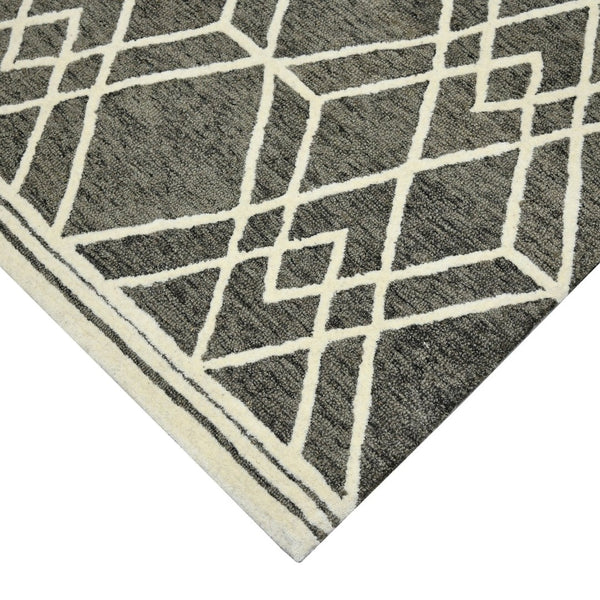 HomeRoots 5' Hand Woven Wool Area Rug with Stripes in Beige, Gray, and Orange - Rustic Charm for Any Space 8' X 10' 570429
