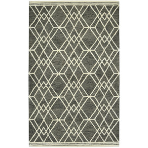 HomeRoots 5' Hand Woven Wool Area Rug with Stripes in Beige, Gray, and Orange - Rustic Charm for Any Space 8' X 10' 570429
