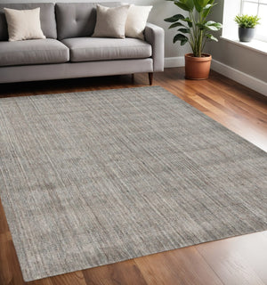 HomeRoots 5' Hand-Woven Wool Area Rug in Gray and Light Brown - Elegant Abstract Design for Any Space 5' X 8' 570472
