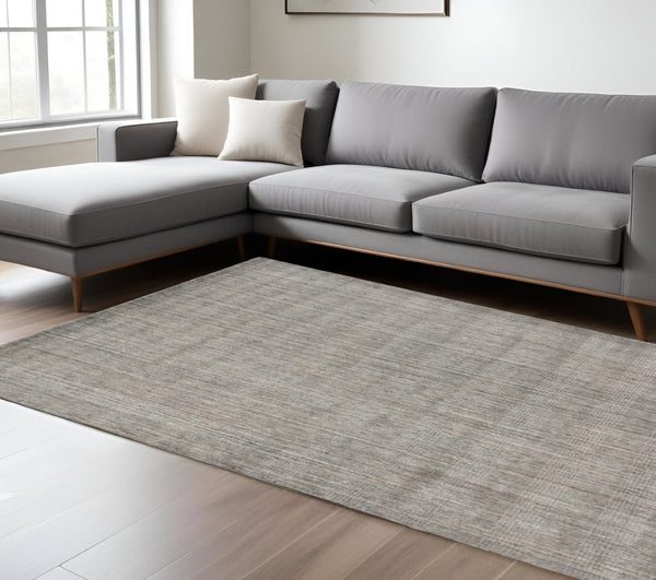 HomeRoots 5' Hand-Woven Wool Area Rug in Gray and Light Brown - Elegant Abstract Design for Any Space 10' X 14' 570475
