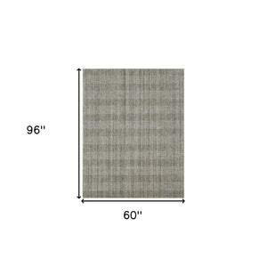 HomeRoots 5' Hand-Woven Gray and Beige Wool Plaid Area Rug - Timeless Comfort for Any Living Space Decor 5' X 8' 570477