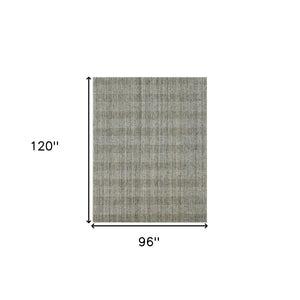 HomeRoots 5' Hand-Woven Gray and Beige Wool Plaid Area Rug - Timeless Comfort for Any Living Space Decor 8' X 10' 570478