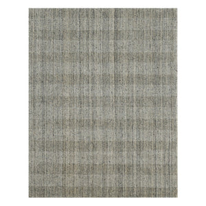 HomeRoots 5' Hand-Woven Gray and Beige Wool Plaid Area Rug - Timeless Comfort for Any Living Space Decor 8' X 10' 570478