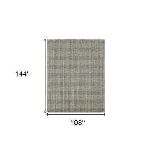 HomeRoots 5' Hand-Woven Gray and Beige Wool Plaid Area Rug - Timeless Comfort for Any Living Space Decor 9' X 12' 570479