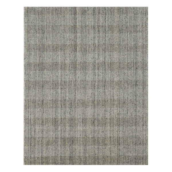 HomeRoots 5' Hand-Woven Gray and Beige Wool Plaid Area Rug - Timeless Comfort for Any Living Space Decor 9' X 12' 570479