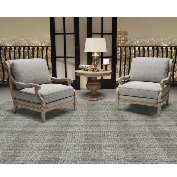 HomeRoots 5' Hand-Woven Gray and Beige Wool Plaid Area Rug - Timeless Comfort for Any Living Space Decor 9' X 12' 570479