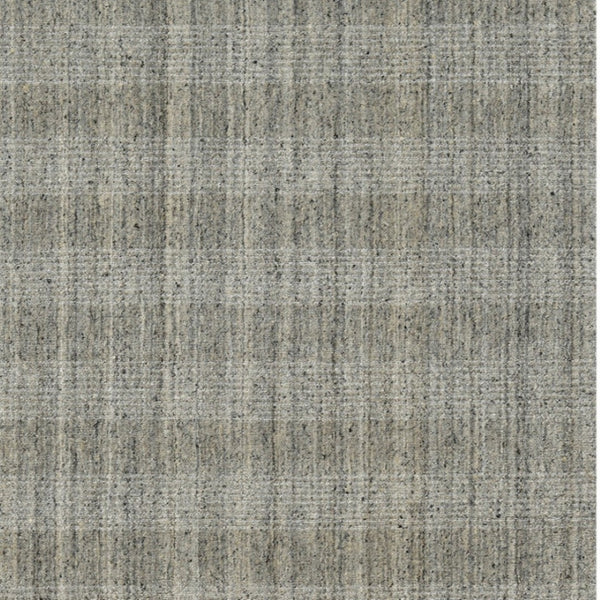 HomeRoots 5' Hand-Woven Gray and Beige Wool Plaid Area Rug - Timeless Comfort for Any Living Space Decor 9' X 12' 570479