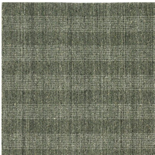 HomeRoots 5' Hand-Woven Wool Plaid Area Rug in Green, Gray & Ivory - Cozy, Durable, and Timeless Design 5' X 8' 570482