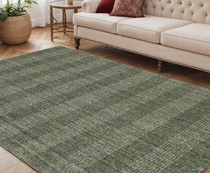 HomeRoots 5' Hand-Woven Wool Plaid Area Rug in Green, Gray & Ivory - Cozy, Durable, and Timeless Design 5' X 8' 570482