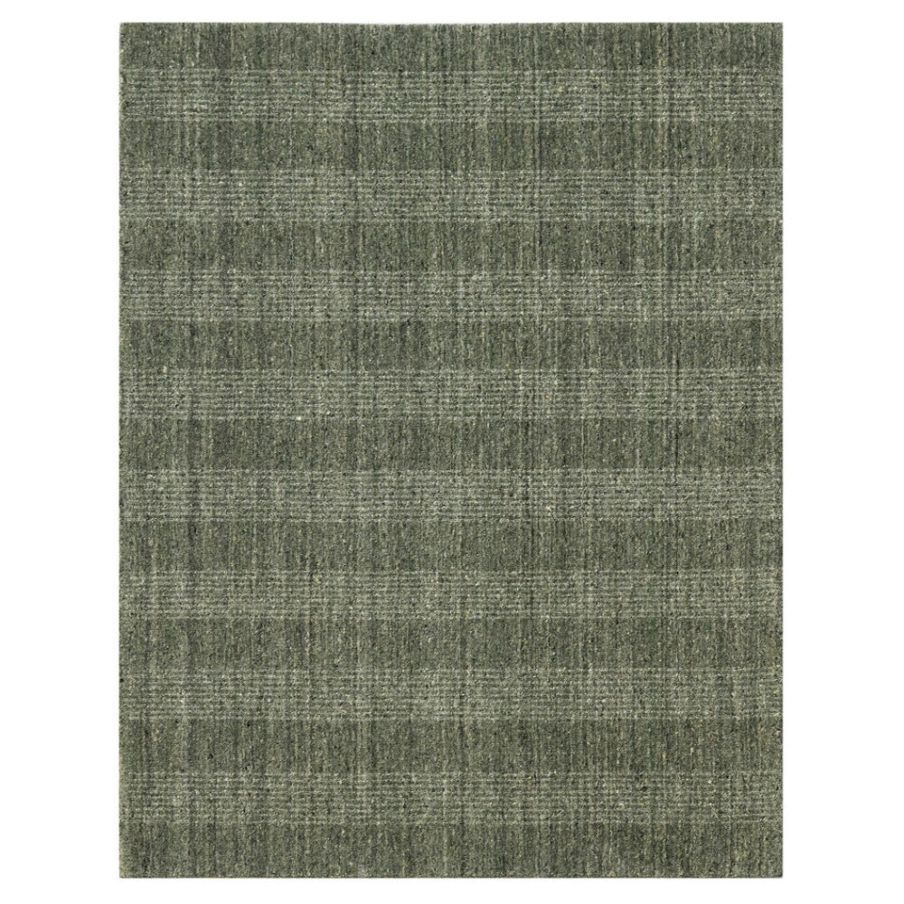 HomeRoots 5' Hand-Woven Wool Plaid Area Rug in Green, Gray & Ivory - Cozy, Durable, and Timeless Design 5' X 8' 570482
