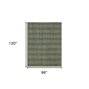 HomeRoots 5' Hand-Woven Wool Plaid Area Rug in Green, Gray & Ivory - Cozy, Durable, and Timeless Design 8' X 10' 570483