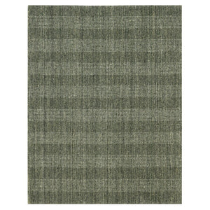 HomeRoots 5' Hand-Woven Wool Plaid Area Rug in Green, Gray & Ivory - Cozy, Durable, and Timeless Design 8' X 10' 570483
