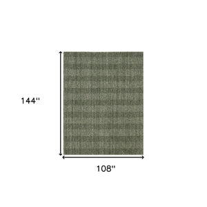 HomeRoots 5' Hand-Woven Wool Plaid Area Rug in Green, Gray & Ivory - Cozy, Durable, and Timeless Design 9' X 12' 570484