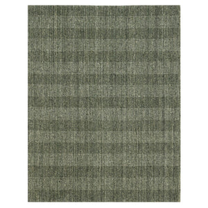 HomeRoots 5' Hand-Woven Wool Plaid Area Rug in Green, Gray & Ivory - Cozy, Durable, and Timeless Design 9' X 12' 570484