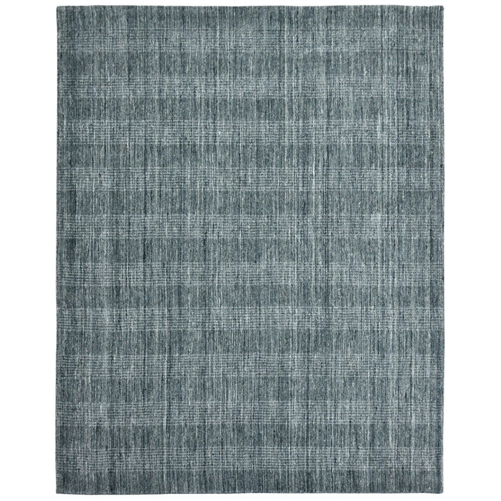 HomeRoots 5' Hand-Woven Blue and Ivory Wool Plaid Area Rug - Timeless Comfort and Style for Any Space 5' X 8' 570487