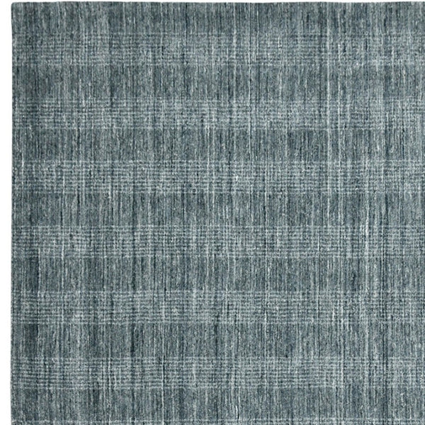 HomeRoots 5' Hand-Woven Blue and Ivory Wool Plaid Area Rug - Timeless Comfort and Style for Any Space 5' X 8' 570487