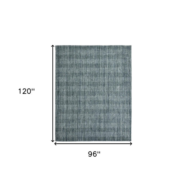HomeRoots 5' Hand-Woven Blue and Ivory Wool Plaid Area Rug - Timeless Comfort and Style for Any Space 8' X 10' 570488