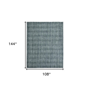 HomeRoots 5' Hand-Woven Blue and Ivory Wool Plaid Area Rug - Timeless Comfort and Style for Any Space 9' X 12' 570489