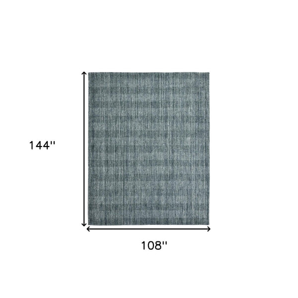 HomeRoots 5' Hand-Woven Blue and Ivory Wool Plaid Area Rug - Timeless Comfort and Style for Any Space 9' X 12' 570489