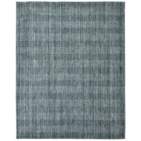 HomeRoots 5' Hand-Woven Blue and Ivory Wool Plaid Area Rug - Timeless Comfort and Style for Any Space 9' X 12' 570489