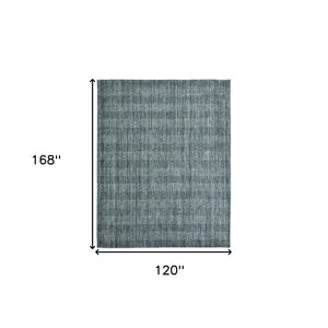 HomeRoots 5' Hand-Woven Blue and Ivory Wool Plaid Area Rug - Timeless Comfort and Style for Any Space 10' X 14' 570490