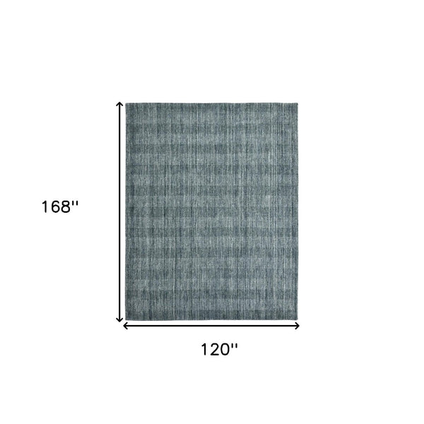 HomeRoots 5' Hand-Woven Blue and Ivory Wool Plaid Area Rug - Timeless Comfort and Style for Any Space 10' X 14' 570490