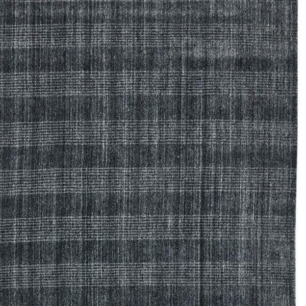 HomeRoots 5' Hand-Woven Charcoal and Gray Wool Plaid Area Rug for Timeless Style and Comfort in Any Room 5' X 8' 570492
