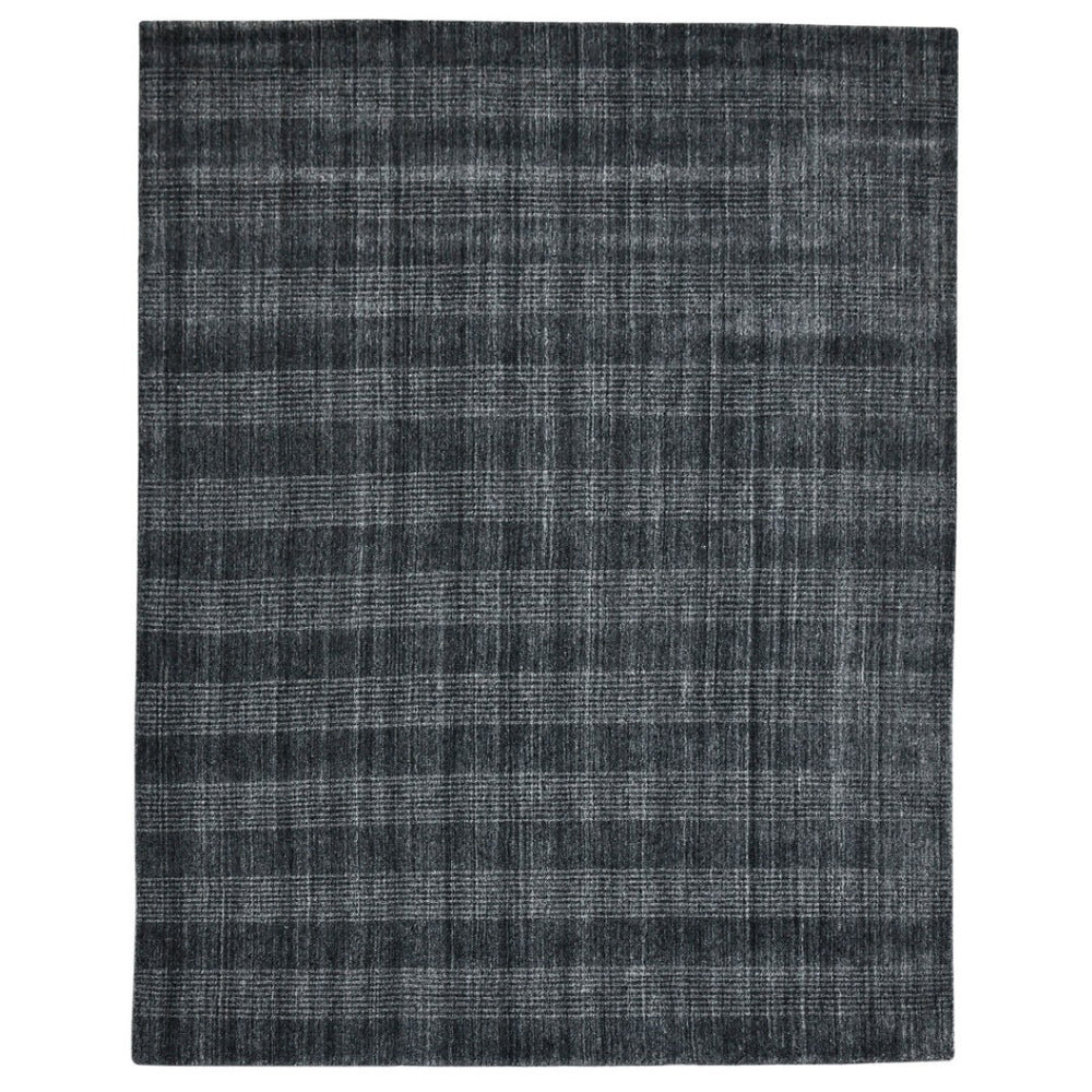 HomeRoots 5' Hand-Woven Charcoal and Gray Wool Plaid Area Rug for Timeless Style and Comfort in Any Room 5' X 8' 570492