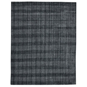 HomeRoots 5' Hand-Woven Charcoal and Gray Wool Plaid Area Rug for Timeless Style and Comfort in Any Room 8' X 10' 570493