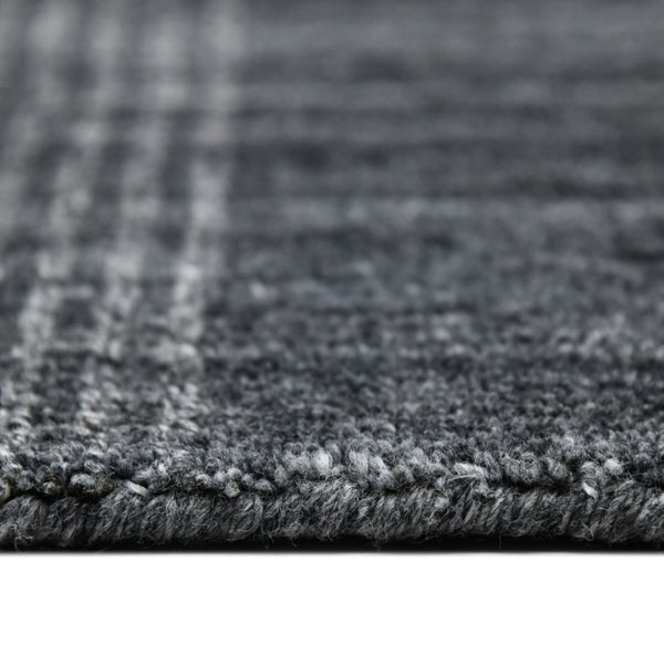 HomeRoots 5' Hand-Woven Charcoal and Gray Wool Plaid Area Rug for Timeless Style and Comfort in Any Room 8' X 10' 570493