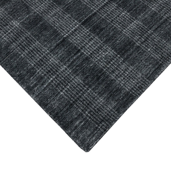 HomeRoots 5' Hand-Woven Charcoal and Gray Wool Plaid Area Rug for Timeless Style and Comfort in Any Room 8' X 10' 570493