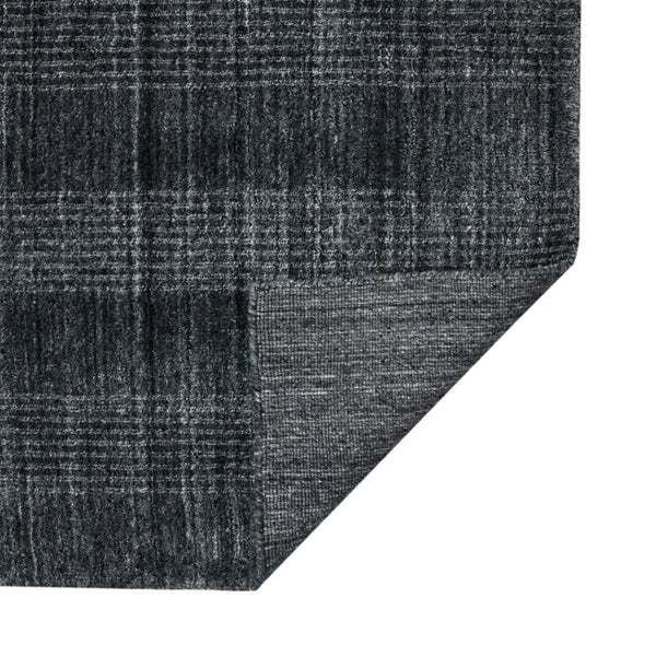 HomeRoots 5' Hand-Woven Charcoal and Gray Wool Plaid Area Rug for Timeless Style and Comfort in Any Room 8' X 10' 570493