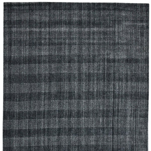 HomeRoots 5' Hand-Woven Charcoal and Gray Wool Plaid Area Rug for Timeless Style and Comfort in Any Room 8' X 10' 570493