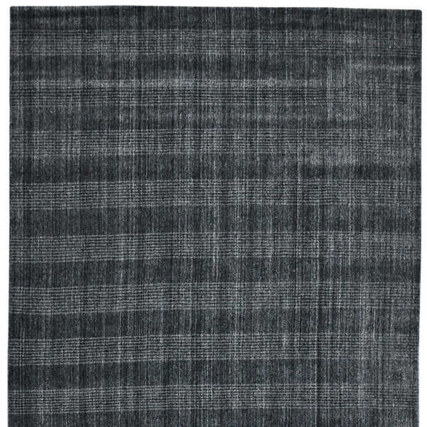 HomeRoots 5' Hand-Woven Charcoal and Gray Wool Plaid Area Rug for Timeless Style and Comfort in Any Room 8' X 10' 570493