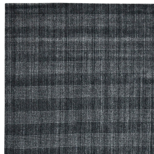 HomeRoots 5' Hand-Woven Charcoal and Gray Wool Plaid Area Rug for Timeless Style and Comfort in Any Room 9' X 12' 570494