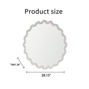 English Elm White Matte Scalloped Round Mirror Petal Wavy Frame for Bedroom or Bathroom W3081P391521