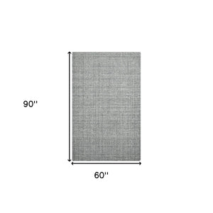 HomeRoots 4' Striped Wool Area Rug in Ivory, Gray & Black – Hand-Woven Artisan Design for Cozy Spaces 5' X 7' 570521