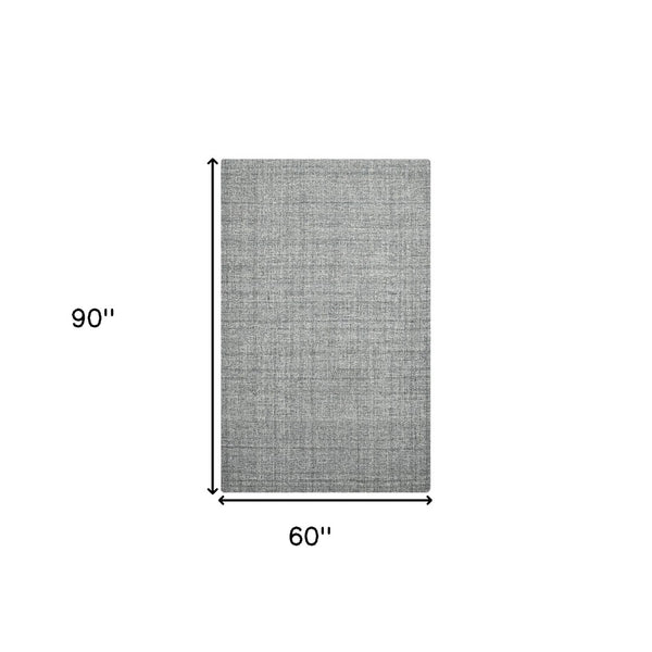 HomeRoots 4' Striped Wool Area Rug in Ivory, Gray & Black – Hand-Woven Artisan Design for Cozy Spaces 5' X 7' 570521