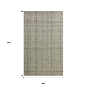 HomeRoots 4' Striped Wool Area Rug in Ivory, Gray & Black – Hand-Woven Artisan Design for Cozy Spaces 5' X 7' 570525
