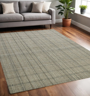 HomeRoots 4' Striped Wool Area Rug in Ivory, Gray & Black – Hand-Woven Artisan Design for Cozy Spaces 5' X 7' 570525